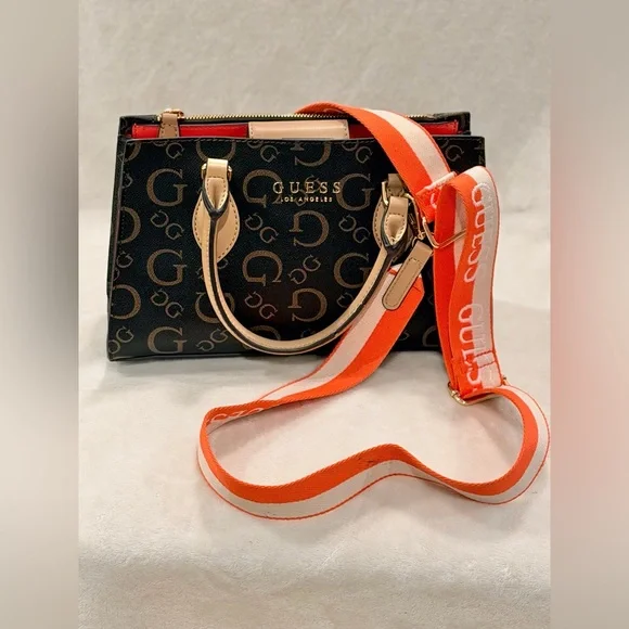 Guess Brown Monogram Mini Satchel Crossbody - Picture 3 of 15